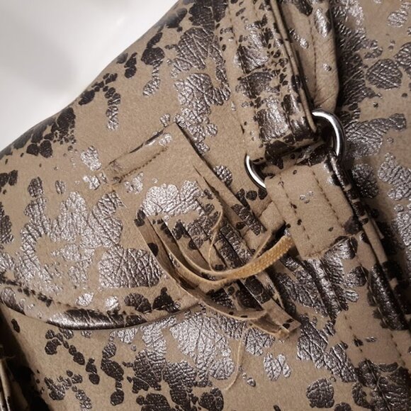 New Southwestern Western Faux Leather Cow print Purse Saddle Flap bag brown - Picture 10 of 12